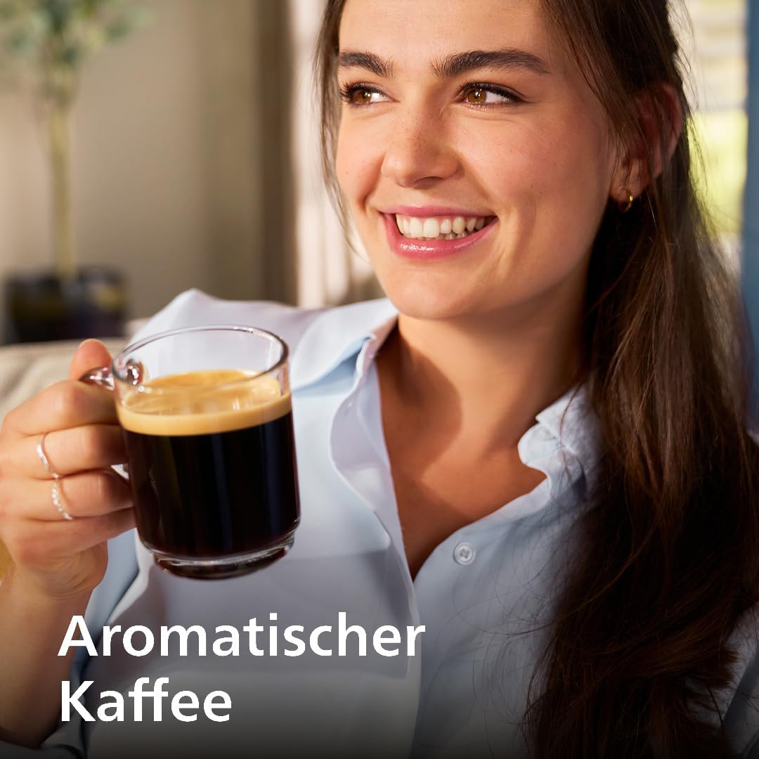 Serie 5500 Kaffeevollautomat – LatteGo Milchsystem,20 heiße und kalte Kaffeespezialitäten,40% leiser mit SilentBrew, QuickStart, Schwarz/Grau (EP5544/50)