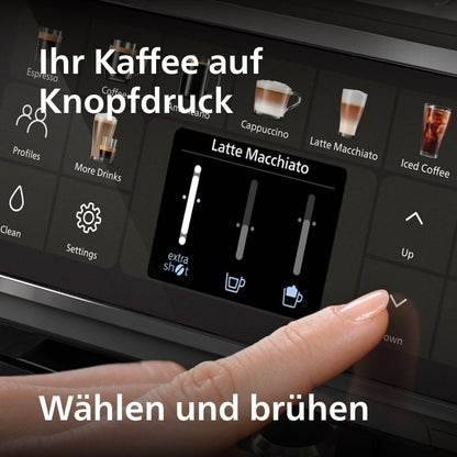 Serie 5500 Kaffeevollautomat – LatteGo Milchsystem,20 heiße und kalte Kaffeespezialitäten,40% leiser mit SilentBrew, QuickStart, Schwarz/Grau (EP5544/50)